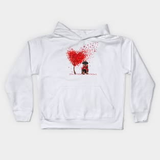 Happy Valentine's Day Heart Tree Rottweiler Kids Hoodie